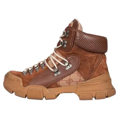 Pre-owned Gucci Brown Suede Lace-up Ankle Boots - Eu 39