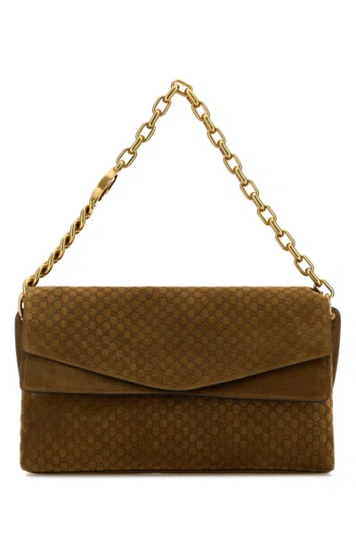 Gucci Women Brown Suede Large Shoulder Bag, Onesize Luxury Shoulder Bags For Women Darveys