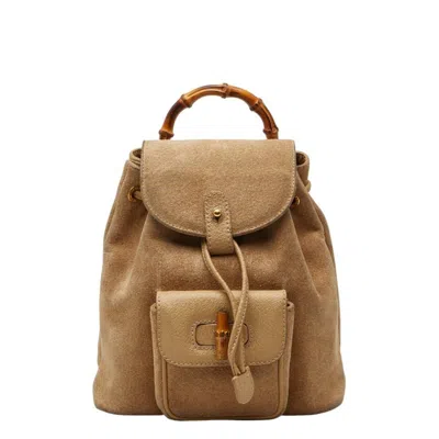 Pre-owned Gucci Brown Suede Leather Backpack ()