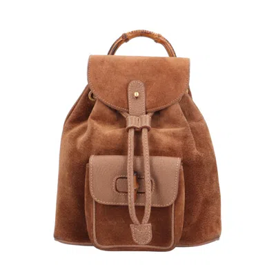 Pre-owned Gucci Brown Suede Leather Backpack ()