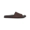 Gucci Brown Suede Open-toe Sandals With Logo Pattern In Beige
