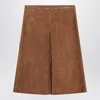 Gucci Brown Suede Skirt With Horsebit Detail Women In Brown