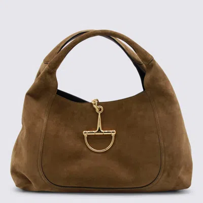 GUCCI BROWN SUEDE SOFTBIT TOTE