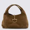 Gucci Brown Suede Softbit Tote In Brown
