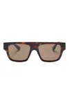 Gucci Rectangular Frame Sunglasses Tortoiseshell Pattern In Brown