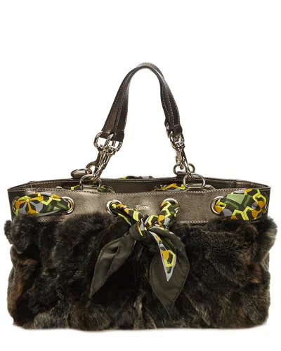 Gucci Brown Textile & Leather Scarf Tote In Multi