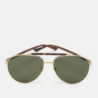Pre-owned Gucci Black/brown Gg0014s Aviator Sunglasses