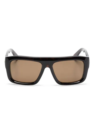 Gucci Brown Tortoiseshell Rectangle Frame Sunglasses