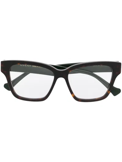 Gucci Brown Tortoiseshell Square-frame Glasses
