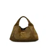 Gucci Women Brown Shoulder Bag With Horsebit Closure In Suede Woman In Brown