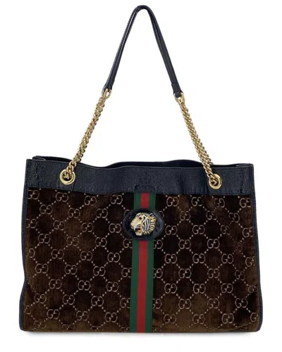 Gucci Brown Velvet Rajah Tote (authentic Pre-loved)