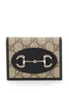 Gucci Brown Wallet With Metal Buckle On The Front And All-over Gg Motif In Fabric Woman