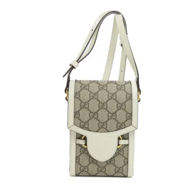 Pre-owned Gucci Brown White Pvc Shoulder Bag ()