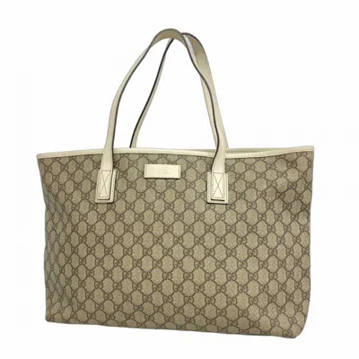 Pre-owned Gucci Brown White Pvc Tote Bag () In Multi