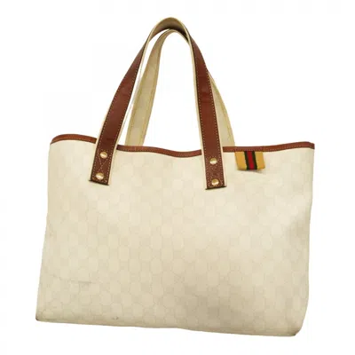 Pre-owned Gucci Brown White Pvc Tote Bag () In Multi