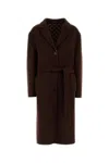 Gucci Brown Reversible Double-breasted Coat With Notched Revers And Belt In Wool Woman In Brown