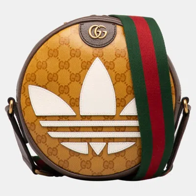 Pre-owned Gucci Brown X Adidas Small Ophidia Round Crossbody