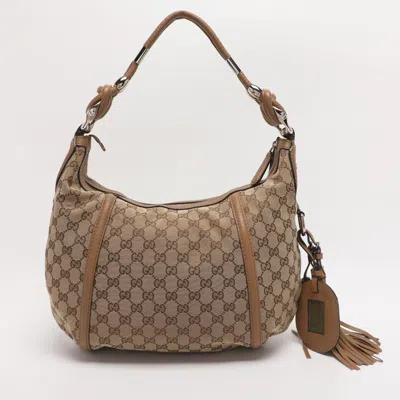 Pre-owned Gucci Brown/beige Gg Canvas Medium Techno Horsebit Hobo