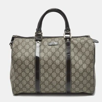 Pre-owned Gucci Brown/beige Gg Supreme Canvas And Leather Medium Joy Boston Bag