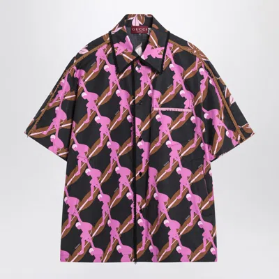 Gucci Brown/purple Printed Cotton Shirt Men
