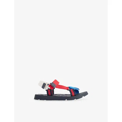 Gucci Br.sp/brb/br.hi/mw/b Kids' Web Gg Embossed Rubber Sandals Eur 28 / 10 Uk In Multi