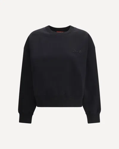 Gucci Women Cotton Sweatshirt With Beaded Horsebit Detail In Black