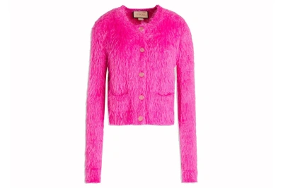 Pre-owned Gucci Brushed Knit Cardigan Pink