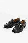 Gucci Brushed Leather Loafers With Monogram Embossed Detail In Black