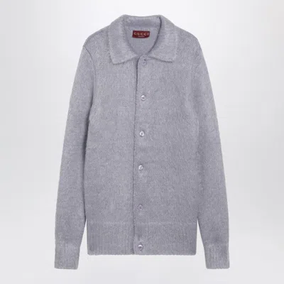 Gucci Brushed Mohair Wool Cardigan In Blue
