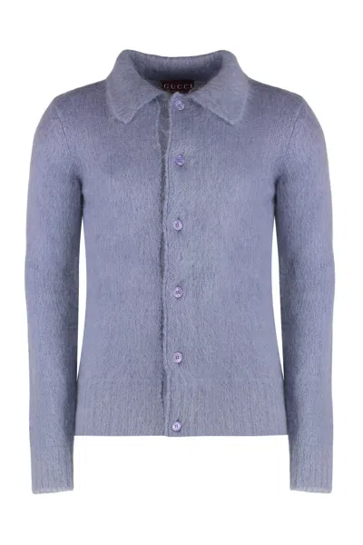 Gucci Brushed Mohair Wool Cardigan In Animal Print