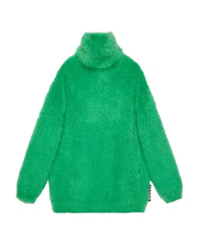 Gucci Mohair-blend Mini Sweater Dress In Green