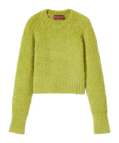 Gucci Brushed Wool Mohair Blend Sweater In Green