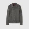 Gucci Men Grey Cardigan With Classic Collar And Brushed Effect In Mohair Blend Woman In Green