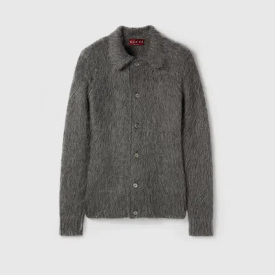 Gucci Brushed Wool Mohair Cardigan In Green