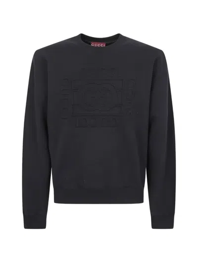 Gucci Brushed-cotton Sweatshirt In Black
