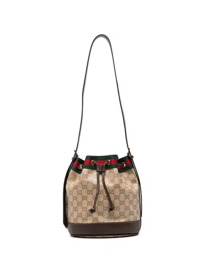 Gucci Gg Canvas Venice Bucket Bag Adjustable Strap In Brown