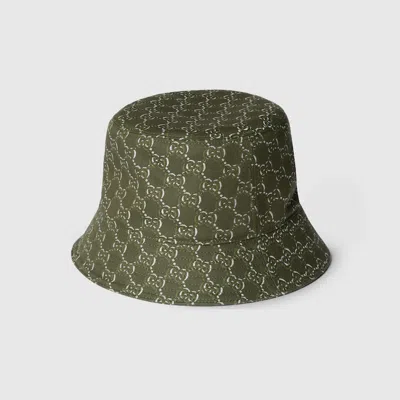 Gucci Bucket Hat With Gg Shadow In Green