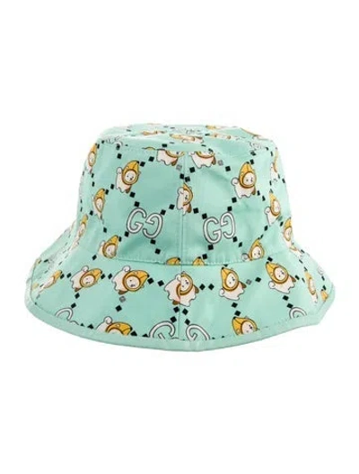 Pre-owned Gucci Bucket Hat With Pattern Prints  W/tags In Green