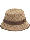Gucci Monogram Canvas Wide Brim Cloche Hat In Neutrals