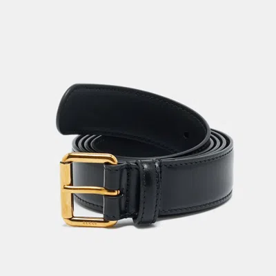 Pre-owned Gucci Buckle 105 Cm Belt Black Leather