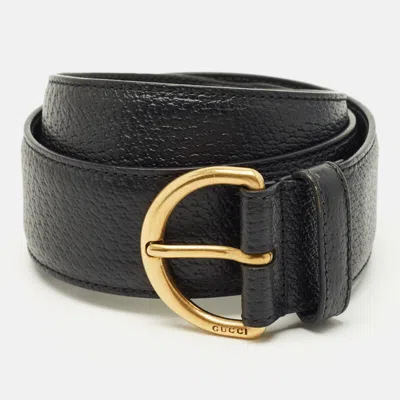 Pre-owned Gucci Buckle 95 Cm Belt Black Leather