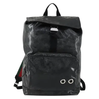 Pre-owned Gucci Buckle Backpack Gg Imprime Black Canvas Backpack Bag ()