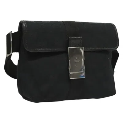 Pre-owned Gucci Buckle Belt Bag Gg Canvas Black Canvas Bag ()
