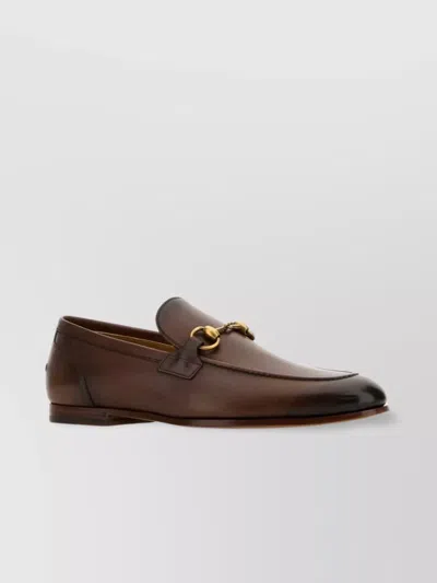 Gucci Buckle Detail Leather Sole Loafers