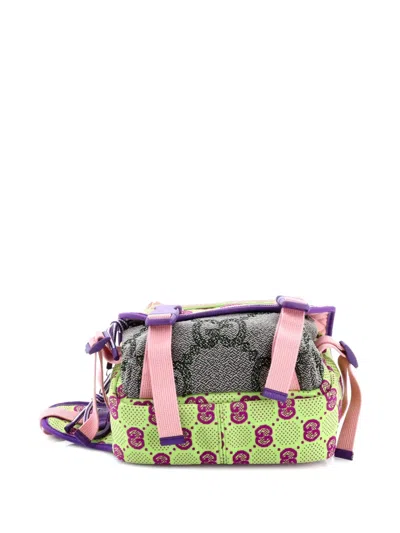 Pre-owned Gucci Buckle Flap Chest Strap Gg Fabric With Rubber Backpack