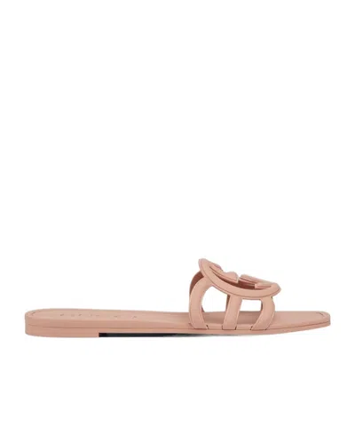Gucci Palma Gg Rubber Flat Slide Sandals In Brown
