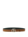 Gucci Marmont Belt With Adjustable Length And Texture In Brown