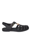 Gucci Black Sandals With Gg Logo Plaque In Rubber Man In Black
