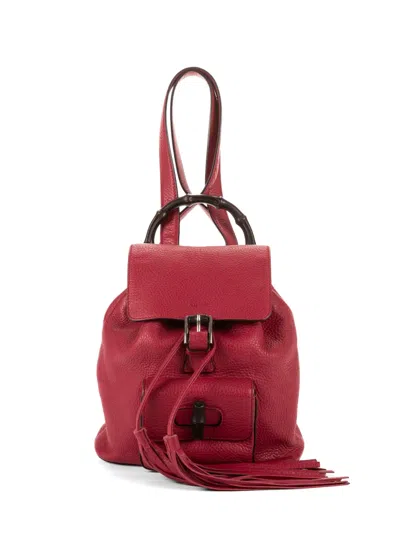 Pre-owned Gucci Buckle Top-handle Backpack In Red