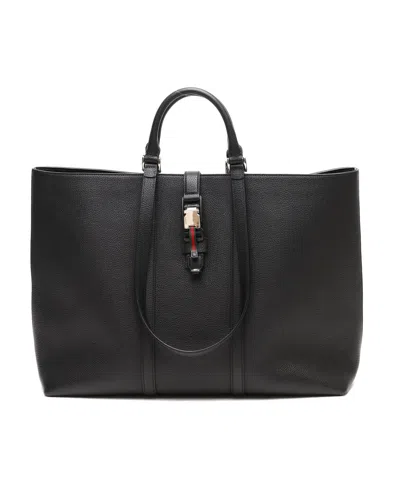 Pre-owned Gucci Buckle Top Xl Tote Bag In Black